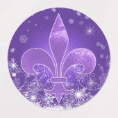 Fleurs de neige et Fleur de lis violet Étiquette (Design 2)