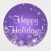 Fleurs de neige et Fleur de lis violet Étiquette (Design 1)