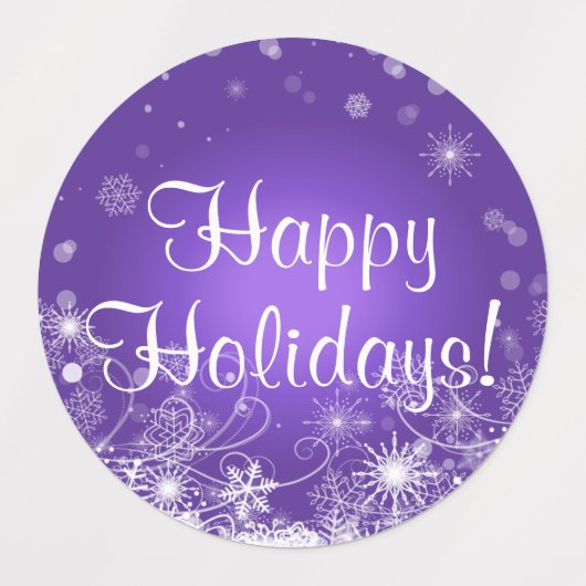 Fleurs de neige et Fleur de lis violet Étiquette (Design 1)