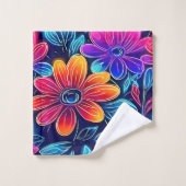 Fleurs de néon brillantes (Gant de toilette)