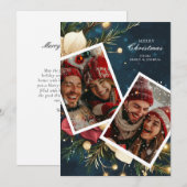 Fleurs de Noël Elégante Carte de vacances (Devant / Derrière)