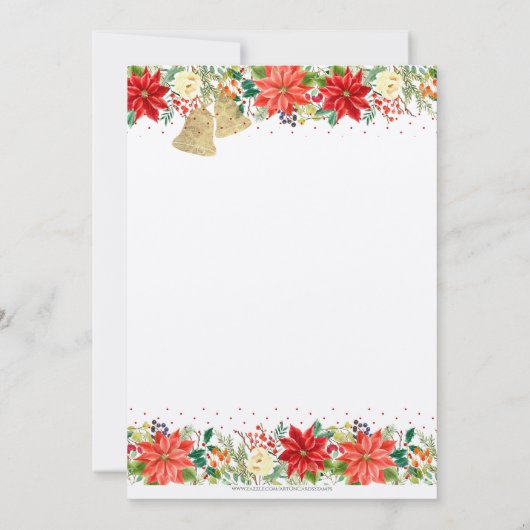 Fleurs de Noël frontière & typographie Invitation (Dos)