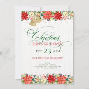 Fleurs de Noël frontière & typographie Invitation