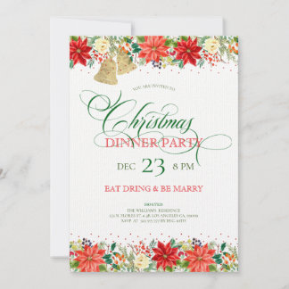Fleurs de Noël frontière & typographie Invitation
