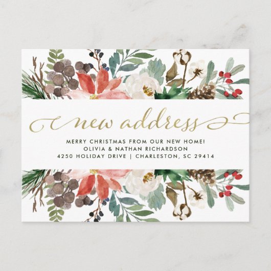 Fleurs de Noël | Jolie carte de déménagement pour  (Devant)