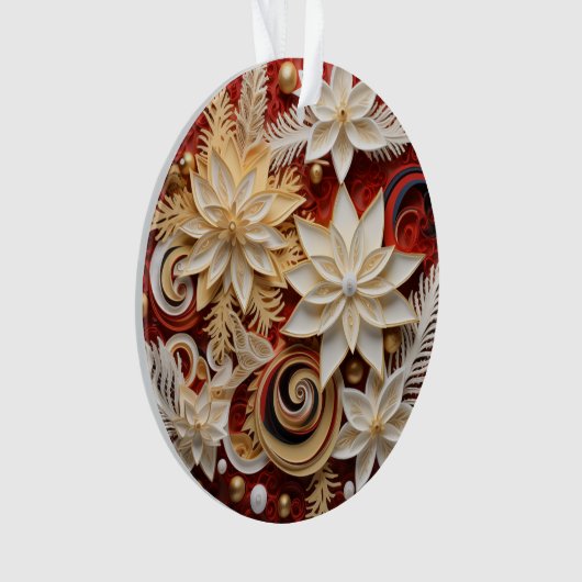 Fleurs de Noël rouge et or 3d (devant)