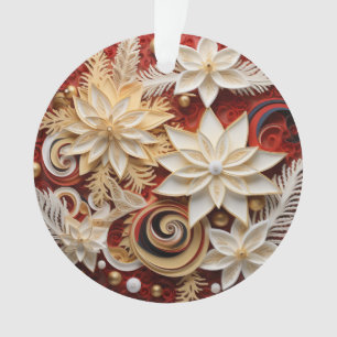Fleurs de Noël rouge et or 3d