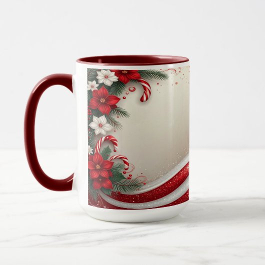 Fleurs de Noël Sucres de canne de vacances Mug (Gauche)