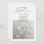 Fleurs de papier Invitation Baptême (Devant / Derrière)