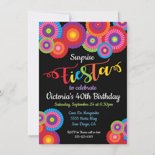 Fleurs de papier Surprise Party Fiesta Invitations (Devant)