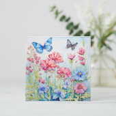 Fleurs de papillons : Carte d'anniversaire de jard (Debout devant)