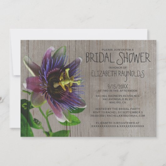 Fleurs de passion rustiques Invitations de douche (Devant)