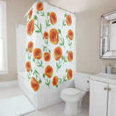 Fleurs de pavot Aquarelle Art Douche rideau (En situation)