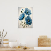 Fleurs de pavot bleu Art Imprimer Poster (Cuisine)
