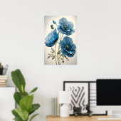 Fleurs de pavot bleu Art Imprimer Poster (Bureau à domicile)
