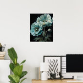 Fleurs de pavot bleu clair Art Imprimer Poster (Bureau à domicile)