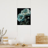 Fleurs de pavot bleu clair Art Imprimer Poster (Cuisine)