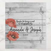 Fleurs de pavot en bois blanc rustique Étiquette d (Étiquettes simples)