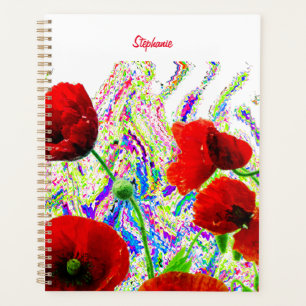 Fleurs de pavot floral Artsy coloré Nom personnali
