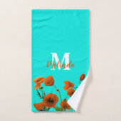 Fleurs de pavot orange Monogrammes floraux Couleur (Serviette à main)