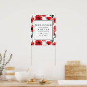 Fleurs de pavot rouge Affiche de bienvenue Mariage (Cuisine)
