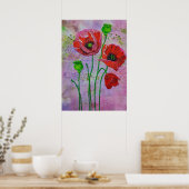 Fleurs de pavot rouge Impression d'art textile | C (Cuisine)
