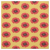 Fleurs de pavot rouge Motif sur tissu jaune (Échantillon)
