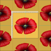 Fleurs de pavot rouge Motif sur tissu jaune (Carreau)