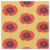 Fleurs de pavot rouge Motif sur tissu jaune (Fermer)