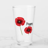 Fleurs de pavot rouge Nom personnalisé Verre (Devant)