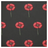 Fleurs De Pavot Rouge Sur Tissu Noir (Échantillon)