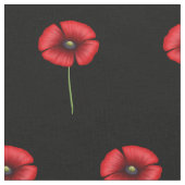 Fleurs De Pavot Rouge Sur Tissu Noir (Fermer)