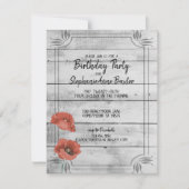 Fleurs de pavot rustique blanc bois Invitation d'a (Devant)