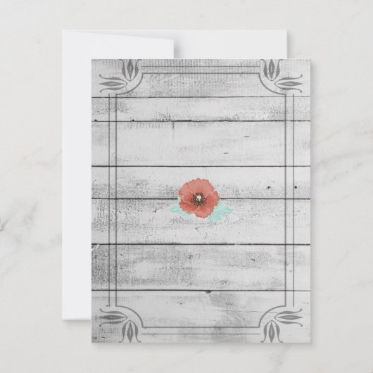 Fleurs de pavot rustique blanc bois Invitation d'a (Dos)