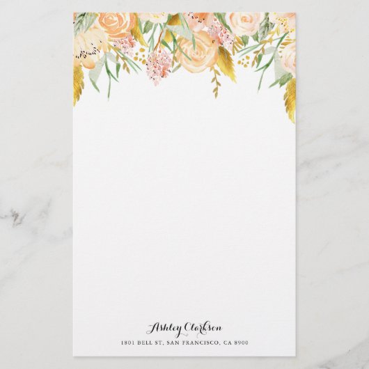 Fleurs de pêche avec la papeterie de feuillage de (Devant)