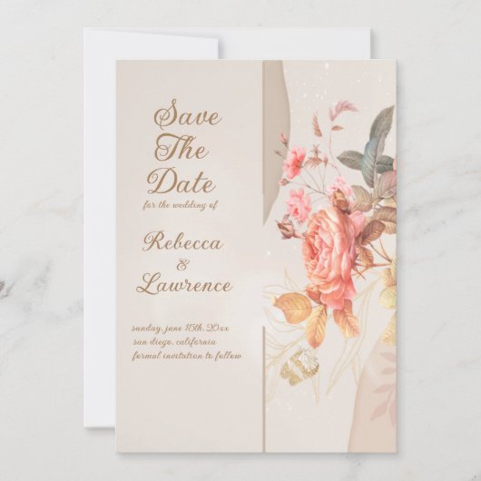 Fleurs de Pêche Douces  Invitation de Mariage Élég (Devant)