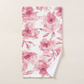 Fleurs de Pêcher Fleuris Aquarelle Peinte Florale  (Serviette à main)