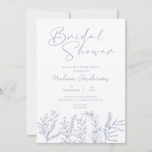 Fleurs de périwinkle Boho Invitation de douche nup (Devant)
