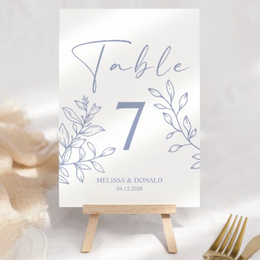 Fleurs de Pervenche Numéro de Table de Mariage Sim