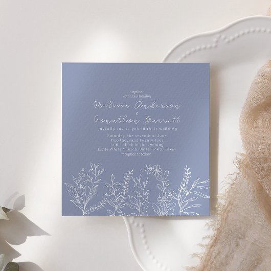 Fleurs de Pervenche Roses Faire-part de mariage