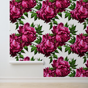 Fleurs de pivoine grand mur murale pays rose blanc