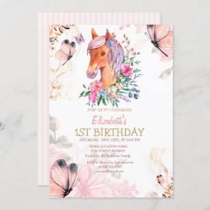 Fleurs de pivoine mignonne Papillons Invitation An