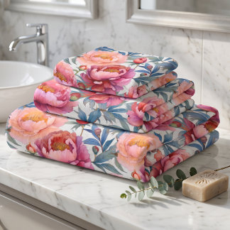 Fleurs de pivoine rose et pêche à l'aquarelle