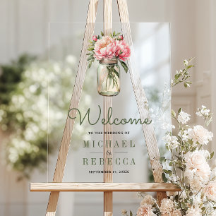 Fleurs de pivoine roses Pot de grès Mariage Bienve