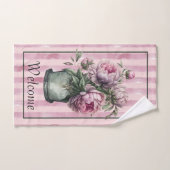 Fleurs de pivoines en poterie avec Arrière - plan  (Serviette à main)