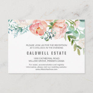 Fleurs de pivoines romantiques Carte de réception 