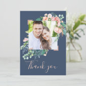 Fleurs de pivoines romantiques | Carte de remercie (Debout devant)