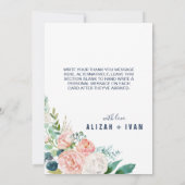 Fleurs de pivoines romantiques | Carte de remercie (Dos)