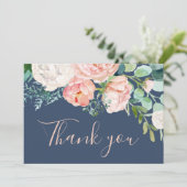 Fleurs de pivoines romantiques | Carte de remercie (Debout devant)