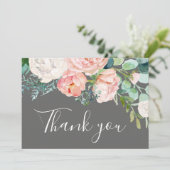 Fleurs de pivoines romantiques | Carte de remercie (Debout devant)
